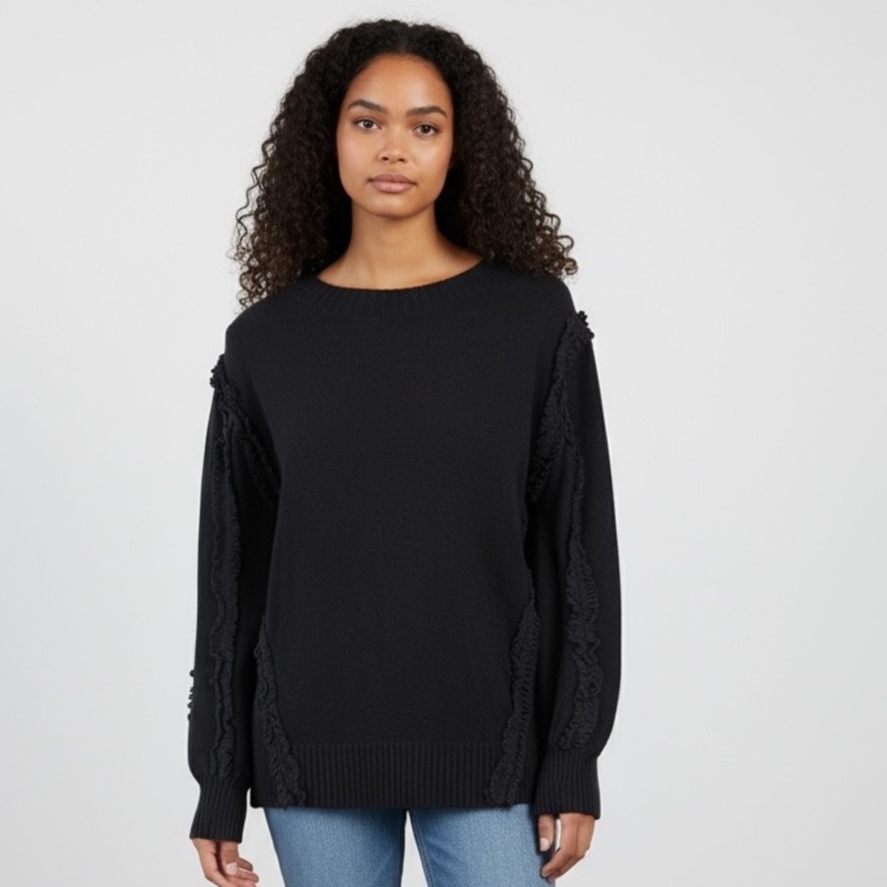 LUCY PARIS ladies black crewneck long sleeve sweat sweater NWOT size large